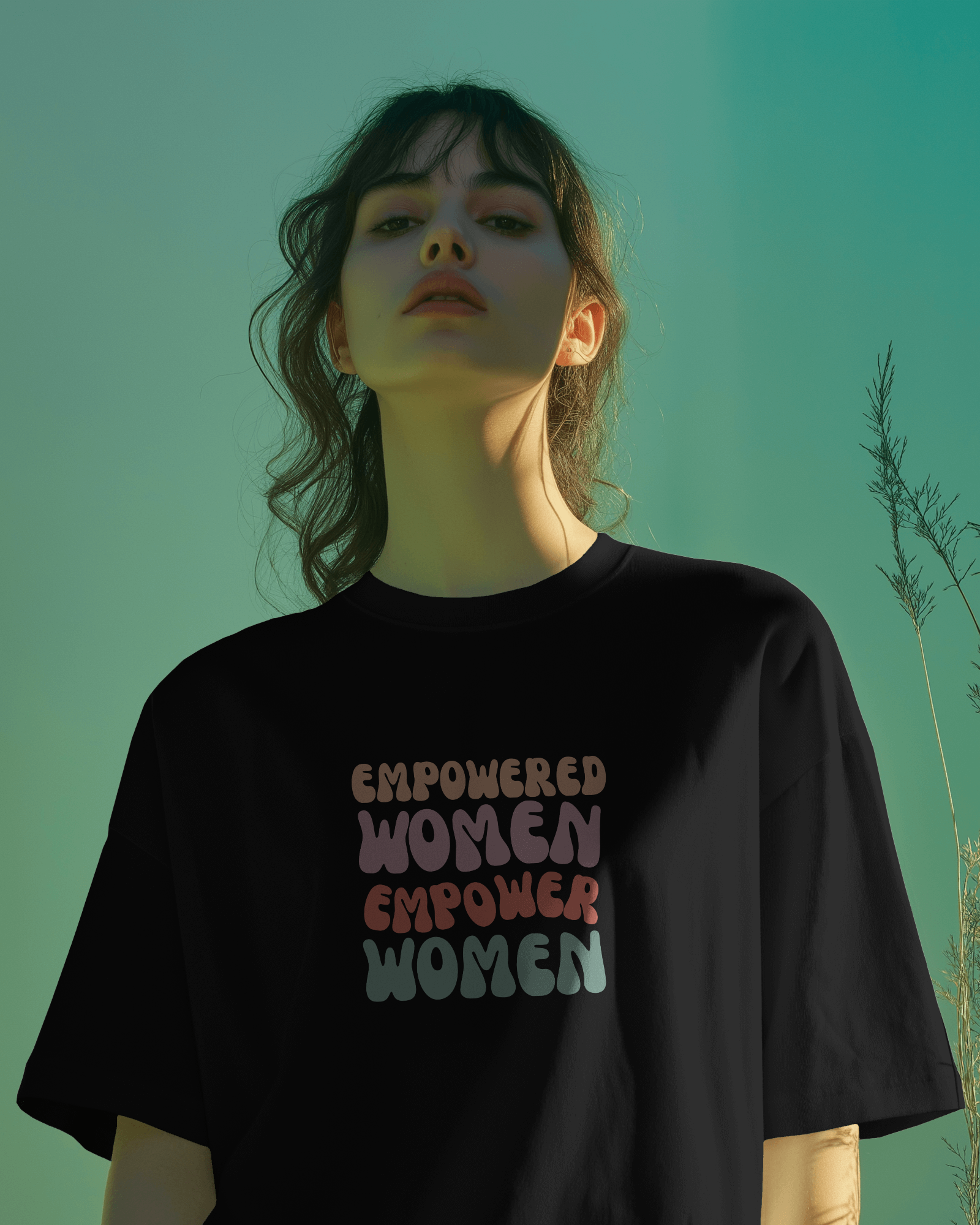 Women - Empowerment Vibes Oversized Black Tee