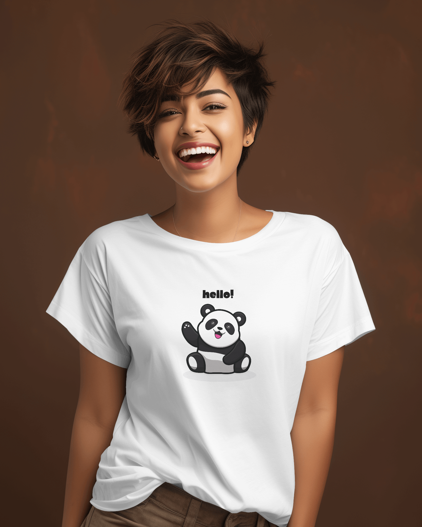 Women - Hello Panda White Tee