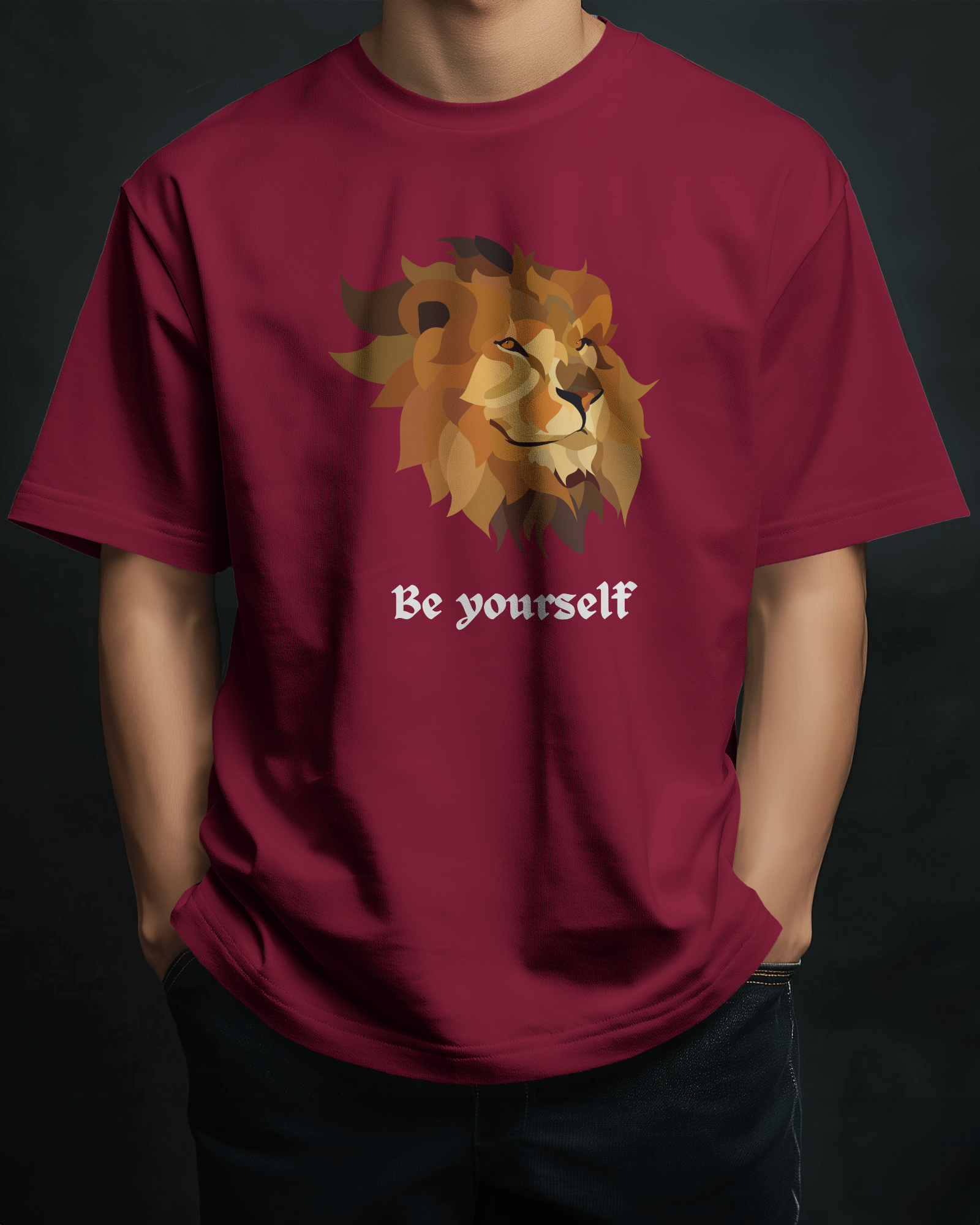 Men - Lion burgundy Tee